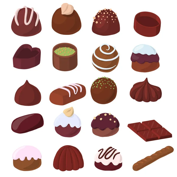 Vector conjunto de caramelos de chocolate — Vector de stock