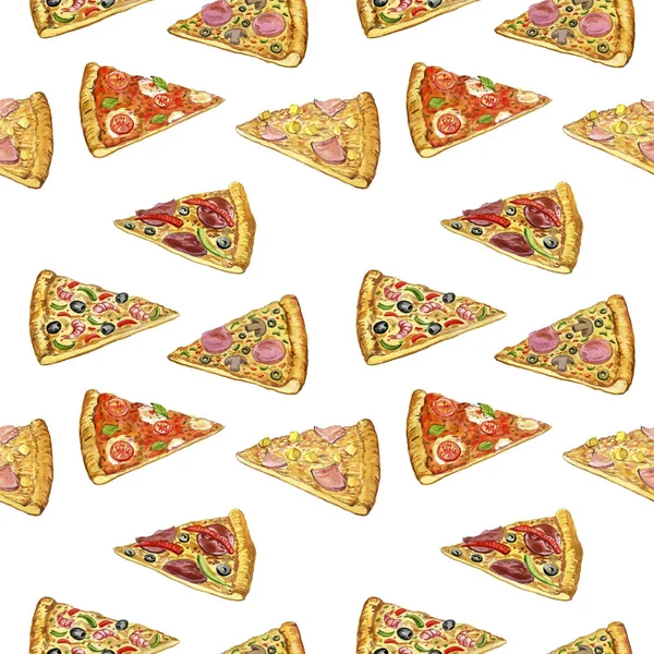 Nahtloses Muster mit Pizza — Stockfoto