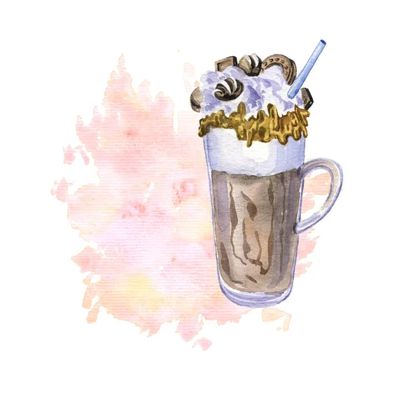Aquarel milkshake met chocolade — Stockfoto