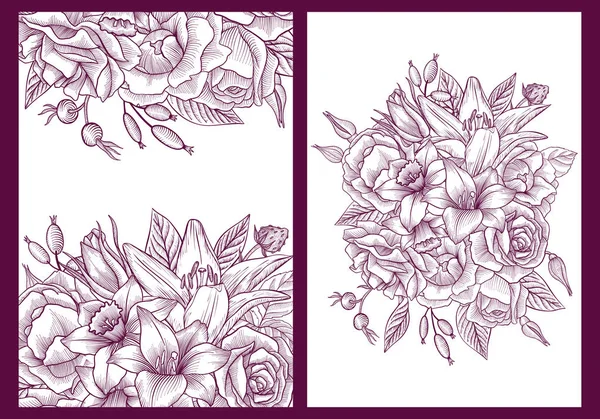 Composition florale vectorielle vintage — Image vectorielle