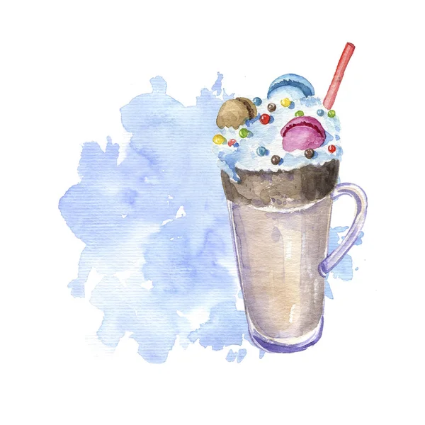 Aquarel milkshake met bitterkoekjes — Stockfoto