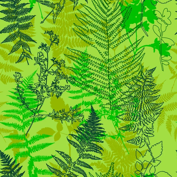 Бесшовный рисунок с силуэтами листьев — стоковый вектор
