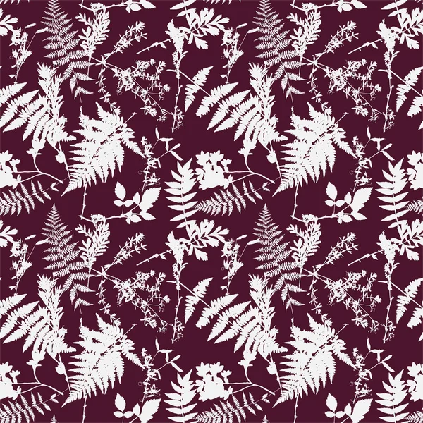 Naadloze patroon met bladeren silhouetten — Stockvector