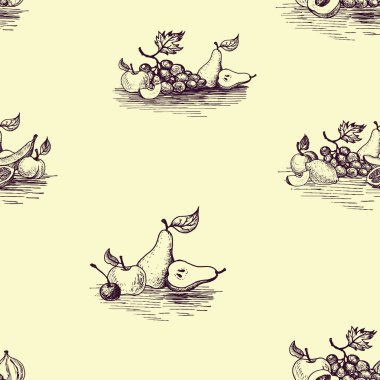 vektör çizim meyve ile seamless modeli