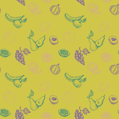 vektör çizim meyve ile seamless modeli