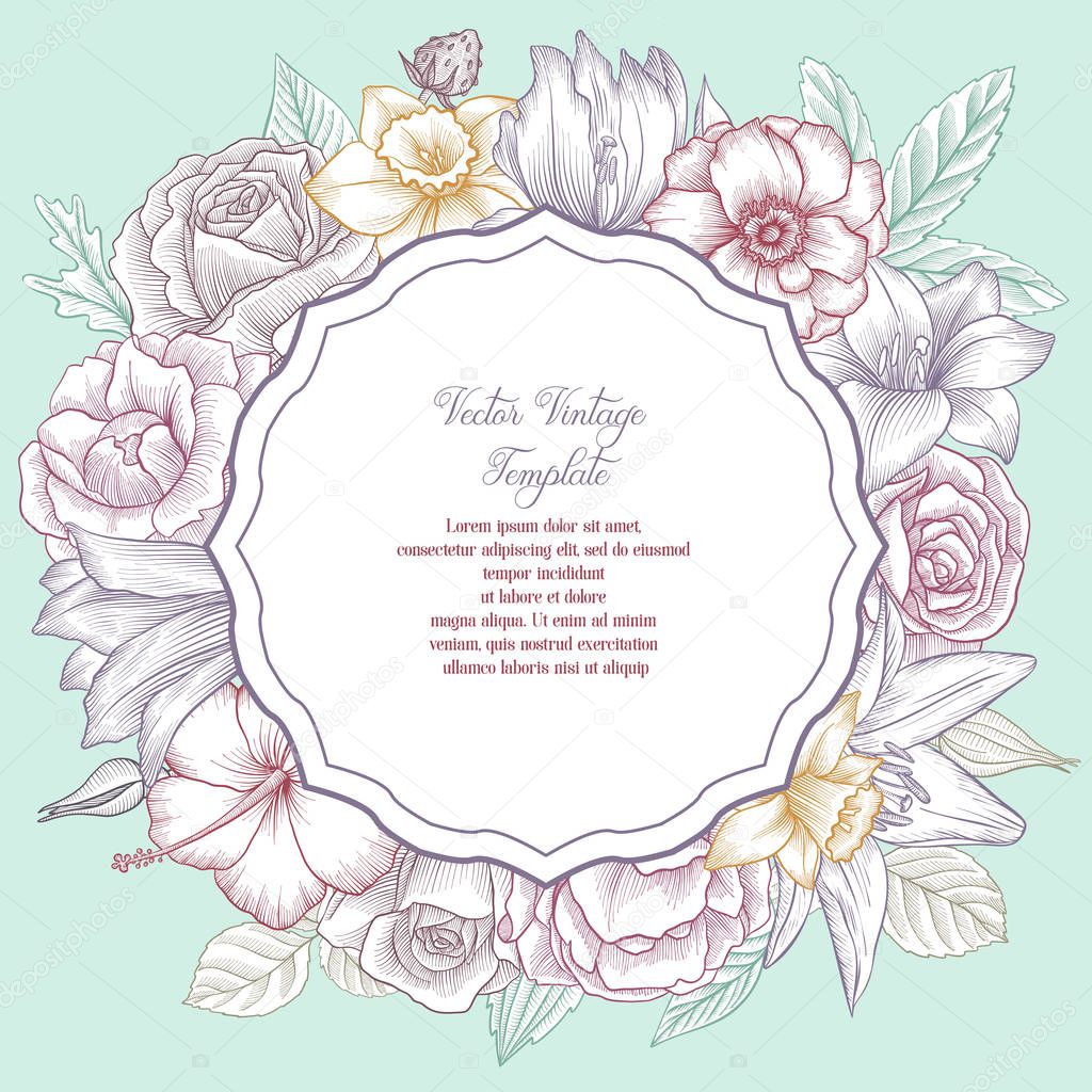 vintage vector floral composition