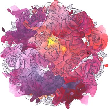 Vintage vektör çiçek bileşimi