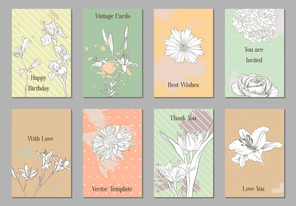 Tarjetas florales vector vintage — Vector de stock