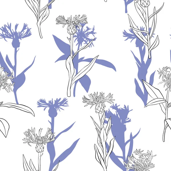 Dessin vectoriel motif sans couture avec des fleurs — Image vectorielle