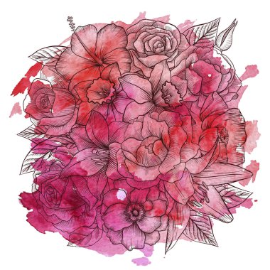 Vintage vektör çiçek bileşimi