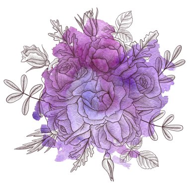 Vintage vektör çiçek bileşimi