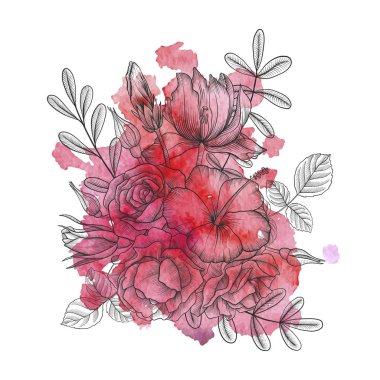 Vintage vektör çiçek bileşimi