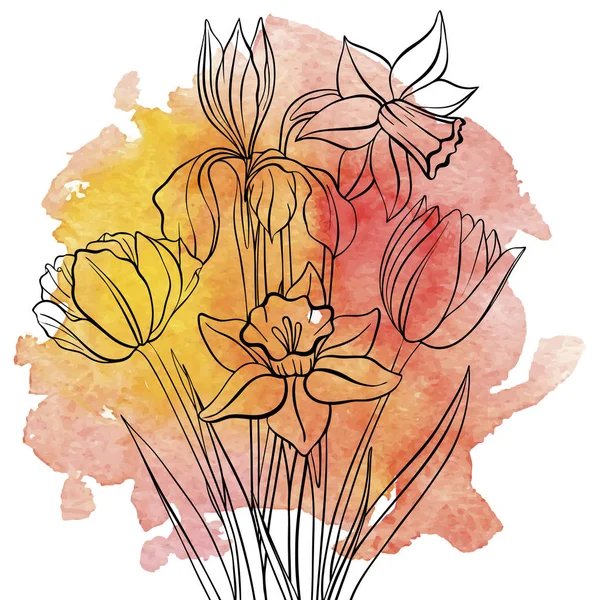 Vectortekening bloemen — Stockvector