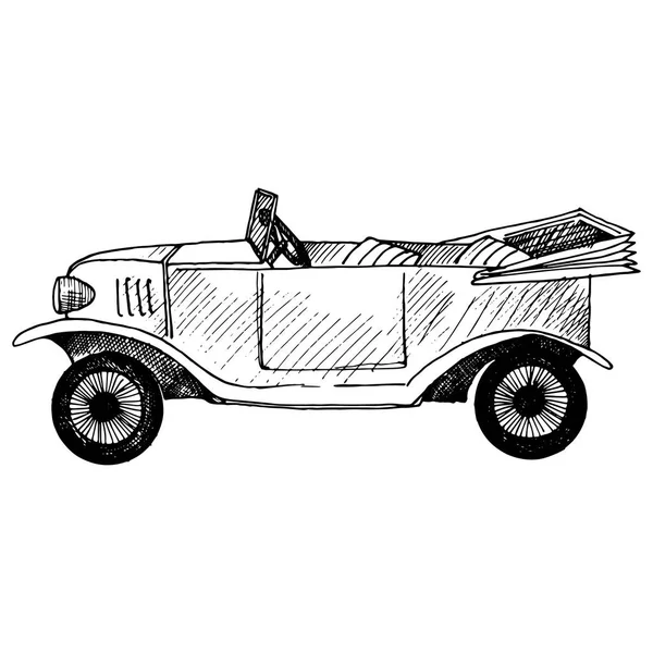 Croquis vectoriel de la voiture rétro — Image vectorielle