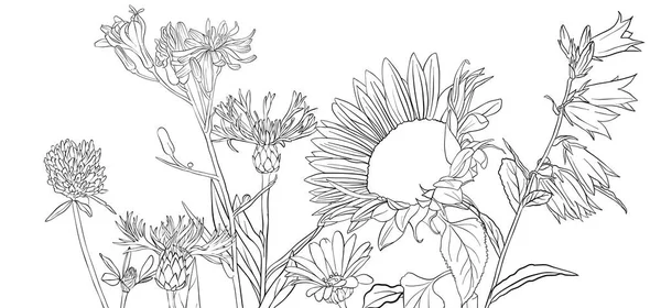 Vector dibujo flores — Vector de stock