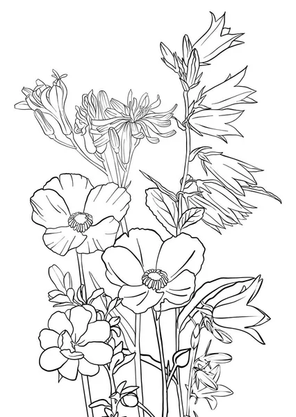 Vector dibujo flores — Vector de stock