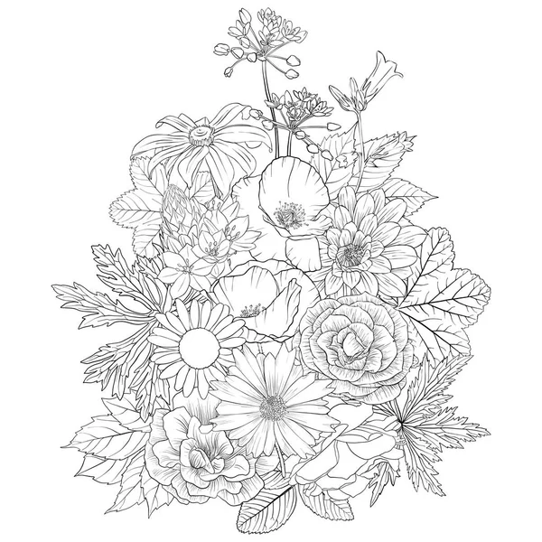 Vector dibujo flores — Archivo Imágenes Vectoriales