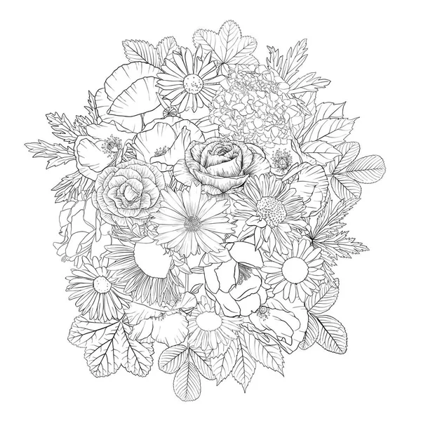 Vectortekening bloemen — Stockvector