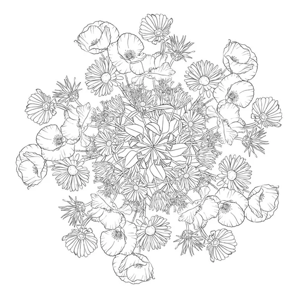 Vector dibujo flores — Archivo Imágenes Vectoriales