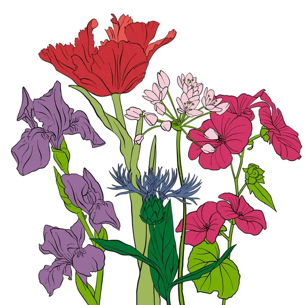 Vectortekening bloemen — Stockvector
