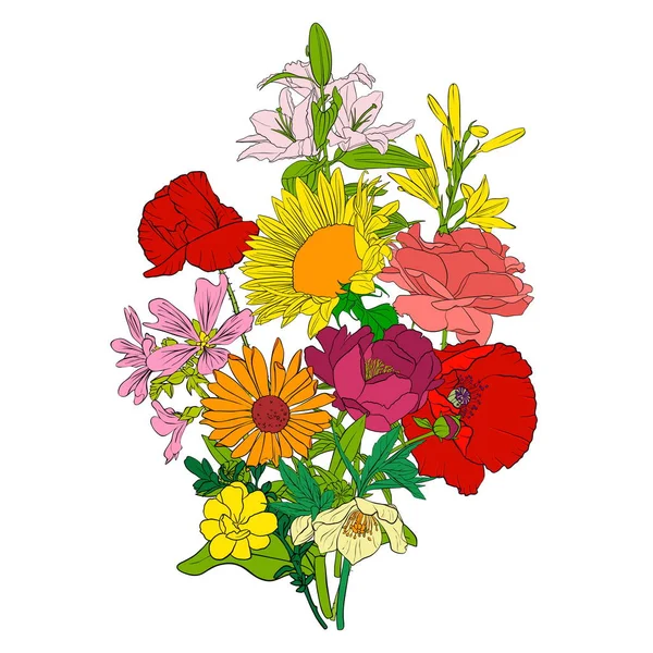 Vectortekening bloemen — Stockvector