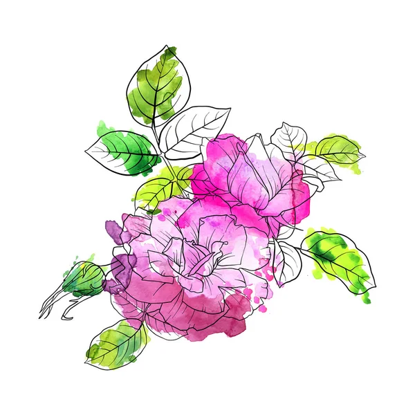 Vector dibujo flores de rosas — Vector de stock