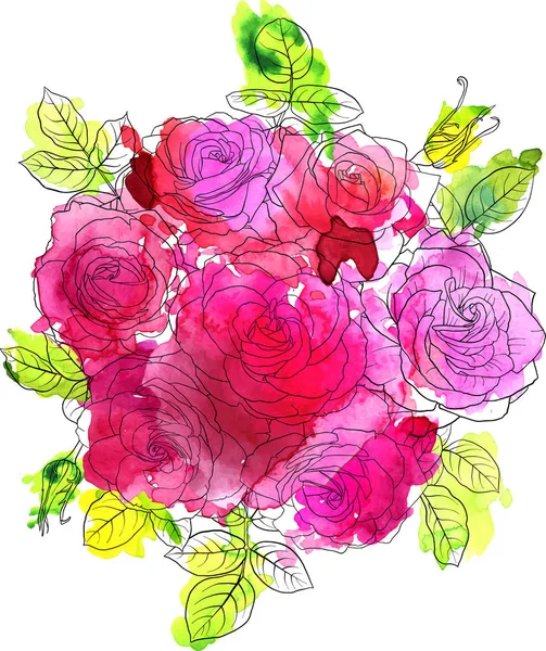 バラの花を描くベクトル — ストックベクタ