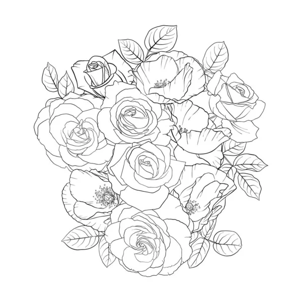 Vector tekening bloemen van rozen — Stockvector