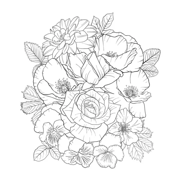 Vector dibujo flores — Vector de stock