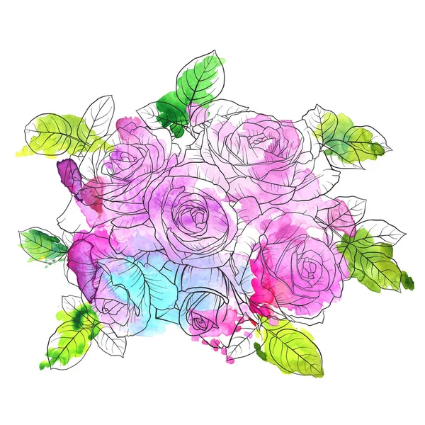 バラの花を描くベクトル — ストックベクタ