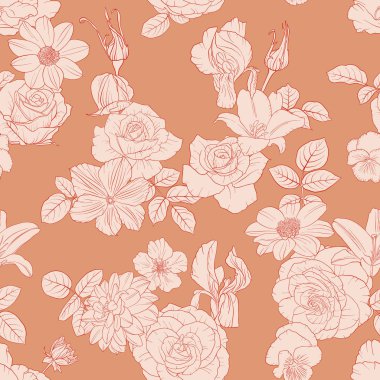 çiçek çizim ile Dikişsiz desen vektör