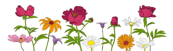 Vector dibujo flores — Vector de stock