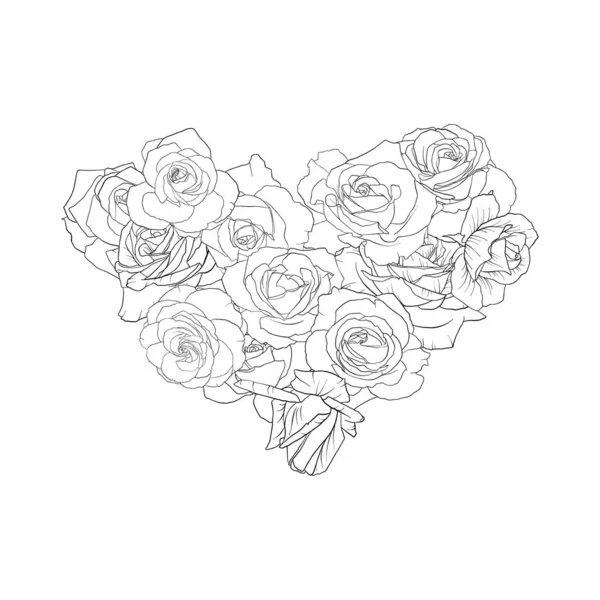 Vetor desenho flores de rosas — Vetor de Stock
