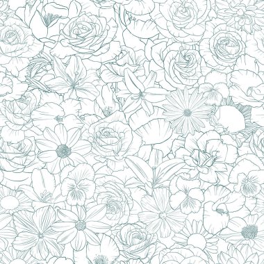 çiçek çizim ile Dikişsiz desen vektör