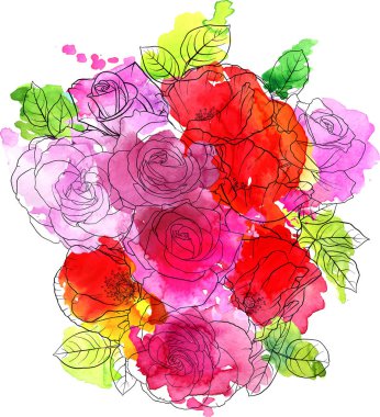 gül vektör çizim çiçekler