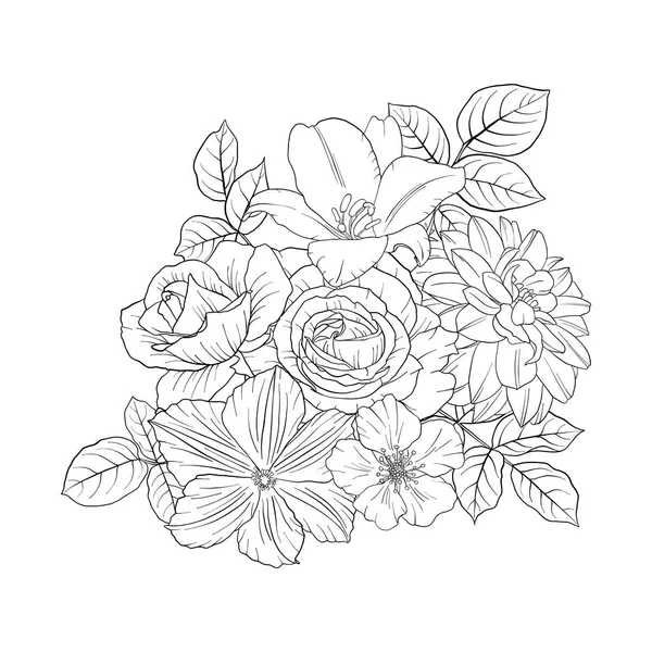 Vectortekening bloemen — Stockvector