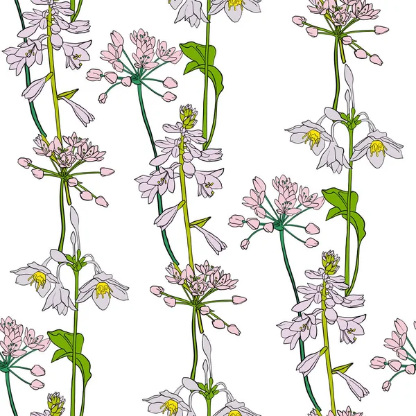 Motif sans couture vectoriel avec des fleurs — Image vectorielle