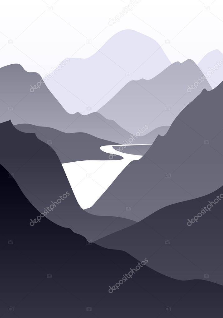 abstract monochrome vector landscape