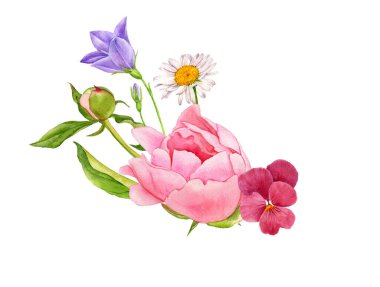 suluboya yabani çiçekler çiziyor