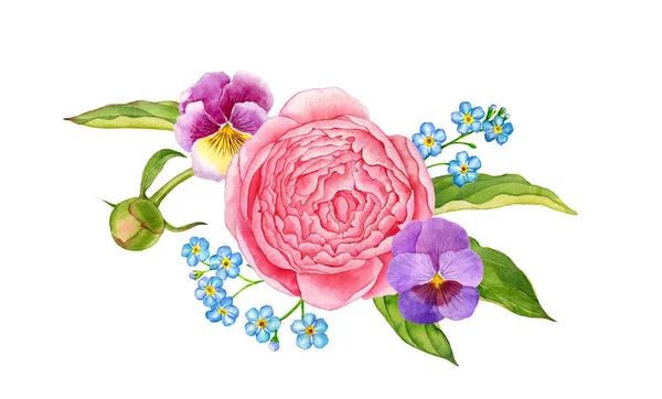 Acquerello disegno fiori selvatici — Foto Stock