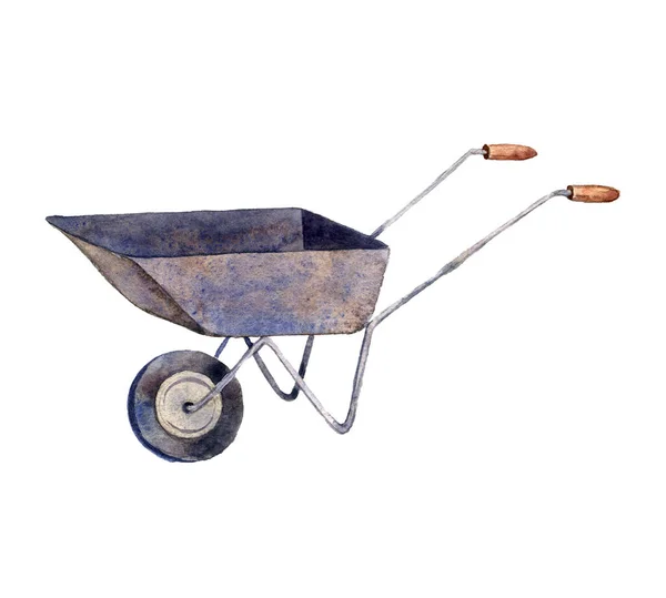 Desenho de carrinho de mão por aquarela — Fotografia de Stock