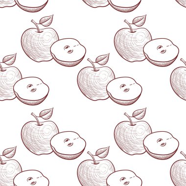 vektör elmalarla kusursuz desen çiziyor