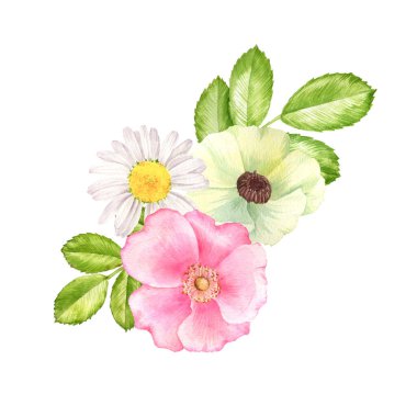 suluboya çiçekler çiziyor