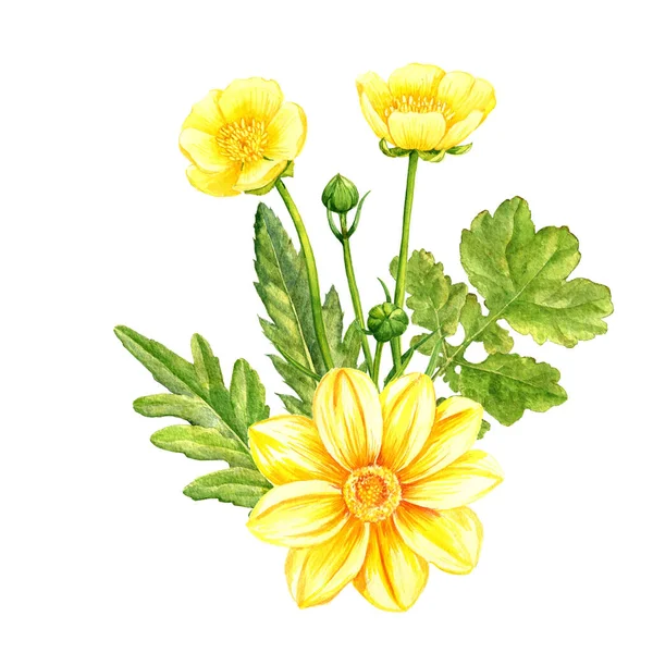 Aquarel tekening bloemen — Stockfoto