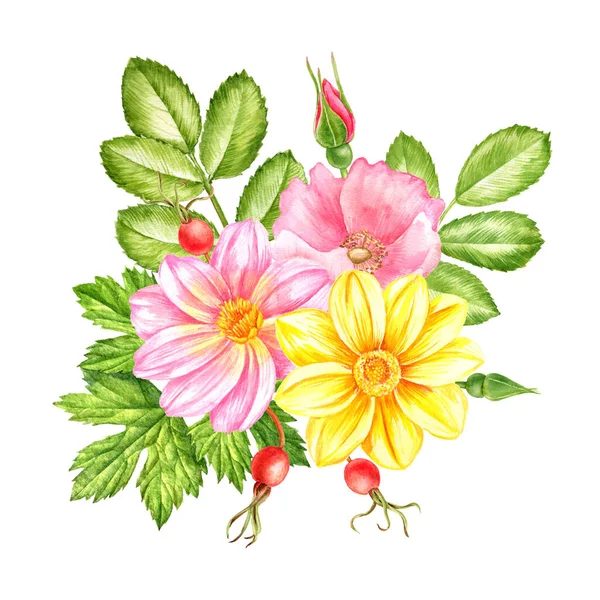 Acquerello disegno fiori — Foto Stock