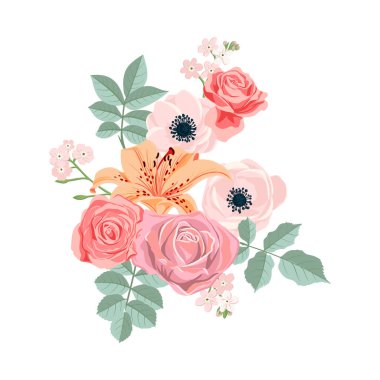 vector drawing flowers composition clipart