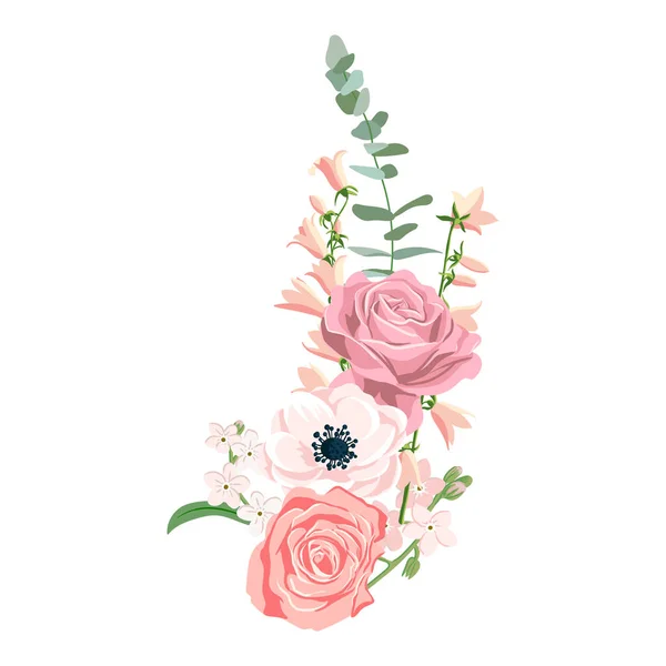 Vector dibujo flores composición — Archivo Imágenes Vectoriales