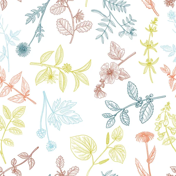Dessin vectoriel motif floral vintage sans couture — Image vectorielle