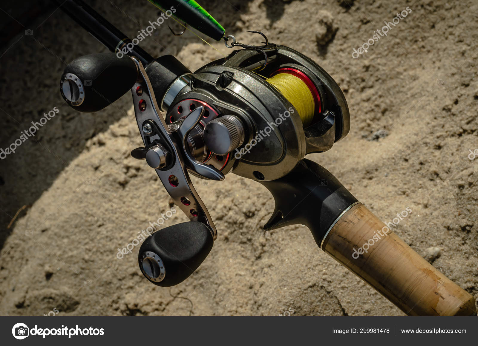 Fishing Shore Rigged Baitcasting Reel Ready Catch Pike Close Stock Photo by  ©Gastello 299981478