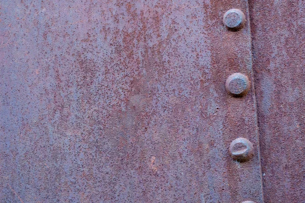 Fragment Rusty Nýtoval Trup Staré Lodi Velký Kov Nýtuje Kov — Stock fotografie